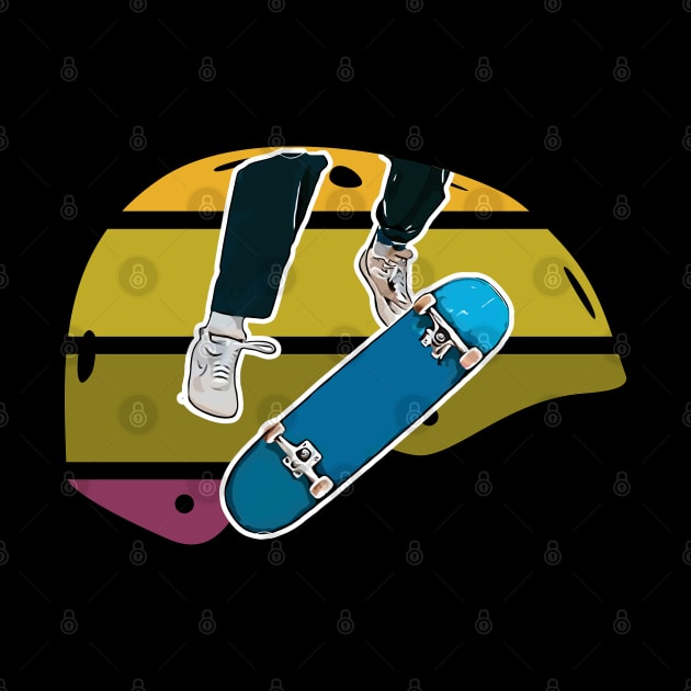 Colorful Retro Skateboard Helmet with Kickflip by PCB1981