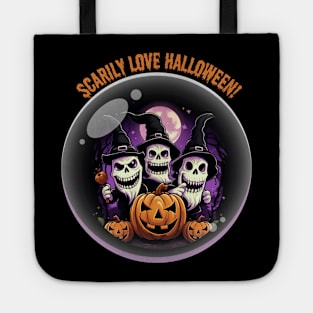 Scarily Love Halloween! Scary Witch Pumpkin Ghost Tote