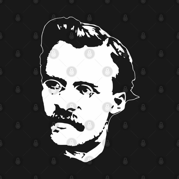 Friedrich Nietzsche White On Black by Nerd_art