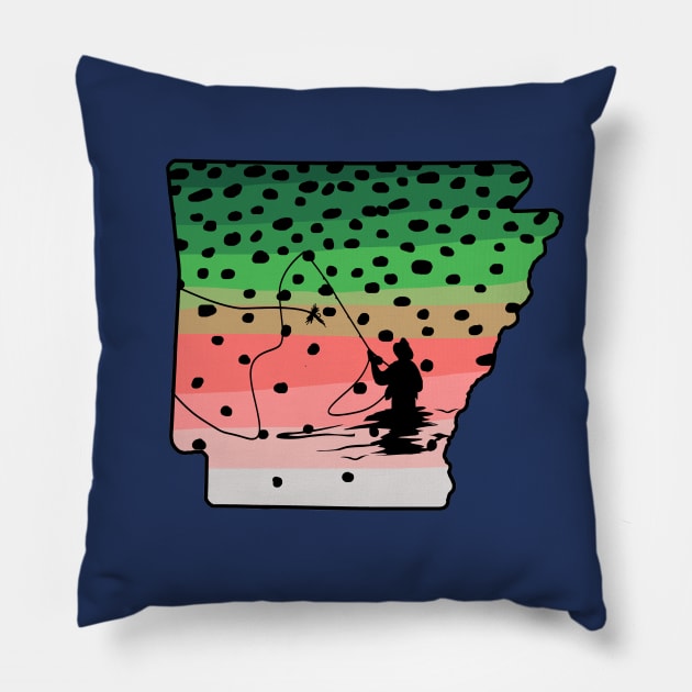 Rainbow Trout Fly Fish Arkansas Fly Fishing Fisherman Gifts Pillow by TeeCreations
