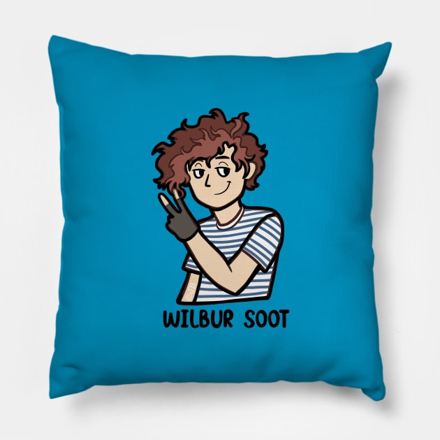 Wilbur in striped Tee Pillow by Sketchy