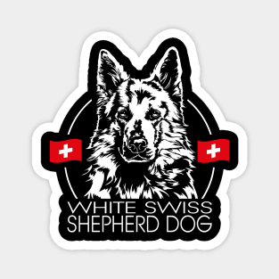 White Swiss Shepherd Dog Portrait Magnet