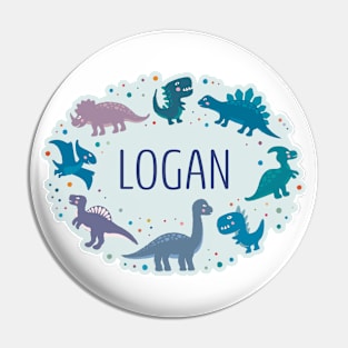 Logan surrounded by dinosaurs Pin