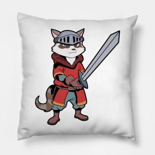 In armor with long sword - raccoon Pillow
