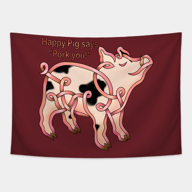 Happy Pig Tapestry by KnotYourWorld4