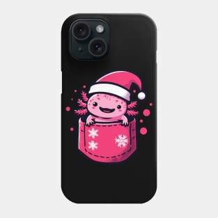 Kawaii christmas axolotl in pocket Phone Case