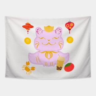 Pink cat brings wealth: Chinese New Year Tapestry