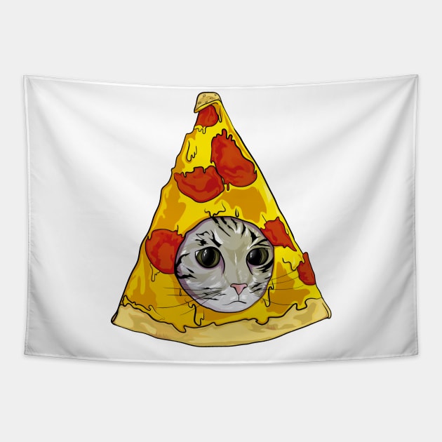 meme pizza head cat Tapestry by PaperHead