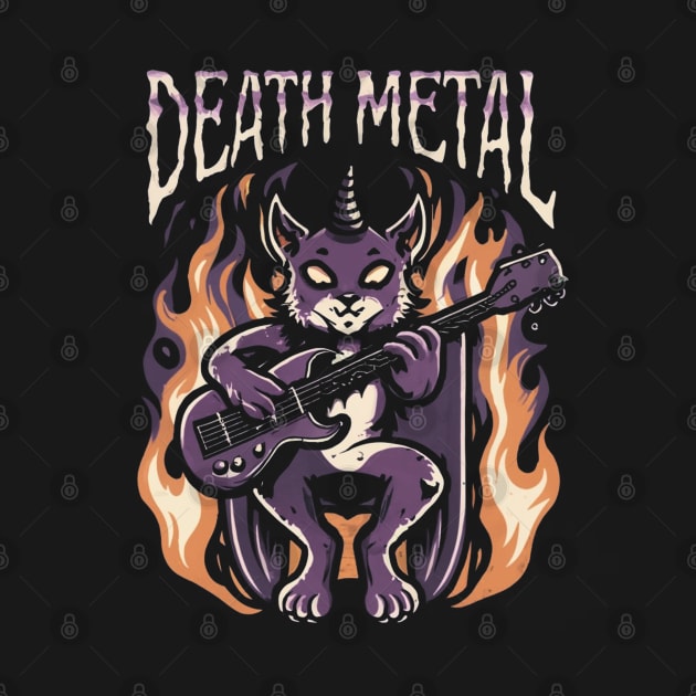 Death Metal Satanic Baphomet Cat playing guitar by Aldrvnd