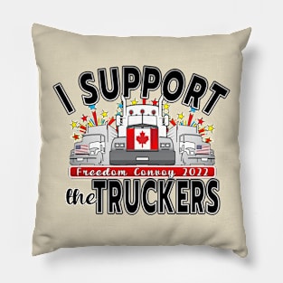 STAND WITH TRUCKERS - CONVOY FOR FREEDOM - ARC LETTERS BLACK Pillow