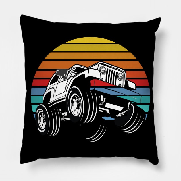 Vintage Jeep Lover Pillow by Work Memes