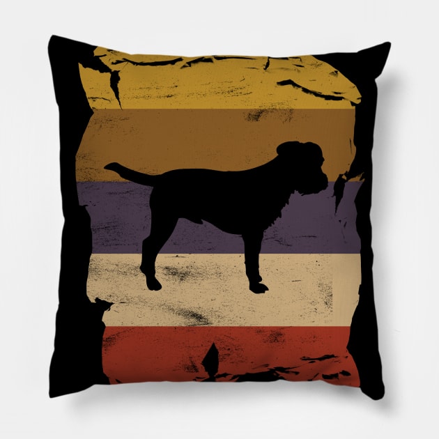 Border Terrier Distressed Vintage Retro Silhouette Pillow by DoggyStyles