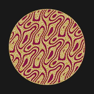 Silhouette Circle Abstract Ripple Maroon Gold Speckle Background T-Shirt