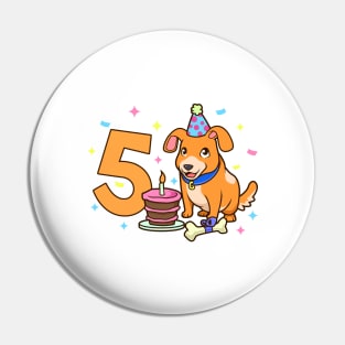 I am 5 with dog - kids birthday 5 years old Pin