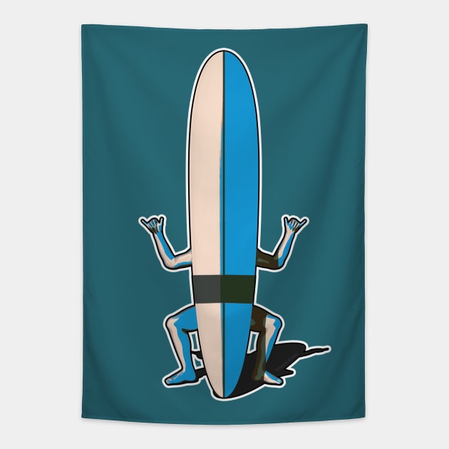 Surfboard Shaka Man Tapestry by AKdesign