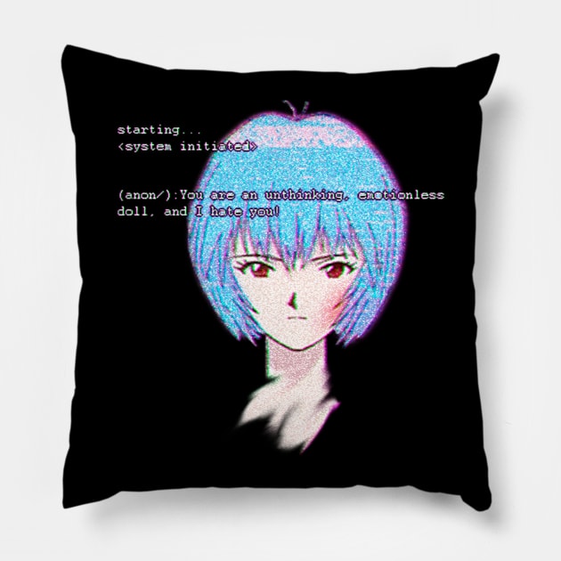 Ayanami Rei Glitched Pillow by sm1841654