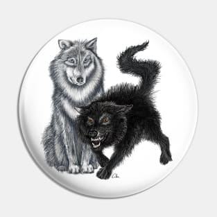 Two Wolves Pin