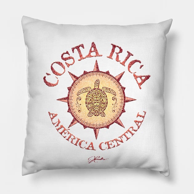 Costa Rica, Sea Turtle in Compass Rose Pillow by jcombs