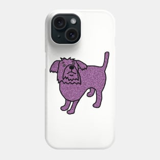 Purple Sparkle Dog Minimal Line Drawing Phone Case