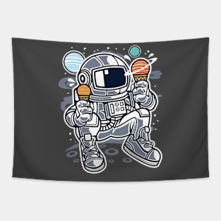 Astronaut Eating Ice Cream Planets Tapestry