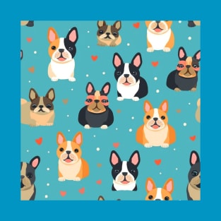 Cute cartoon French bulldog pattern 03 T-Shirt