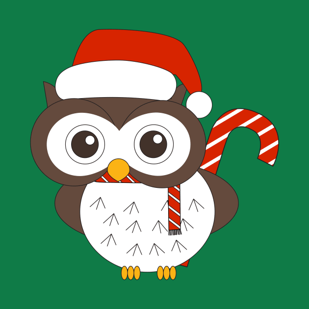 Christmas Mr. Owl Candy Cane Digital Art | Christmas Special | illusima by illusima