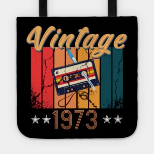 47th Birthday 47 Years Old 47th Vintage Retro cassette Mixtape Music Cassette 1973 Birthday Tote