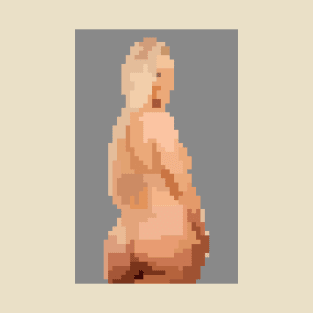 Nude blonde from behind. Pixel Art Girls. Blondie woman. Nude Art. Erotica. T-Shirt