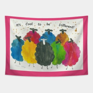 Colourful Sheep, "It's Cool to be Different!" Tapestry