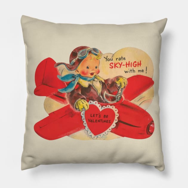 Sky High Valentines Pillow by Eugene and Jonnie Tee's