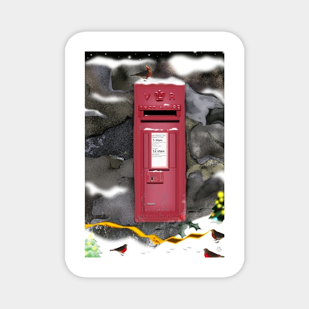 Traditional Red Post Box Christmas design Magnet by grantwilson