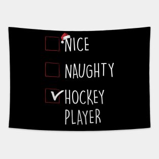 Nice Naughty Hockey Player Christmas List Tapestry