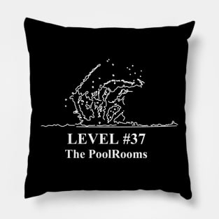 The PoolRooms - The Backrooms - White Outlined Version T-Shirt Pillow