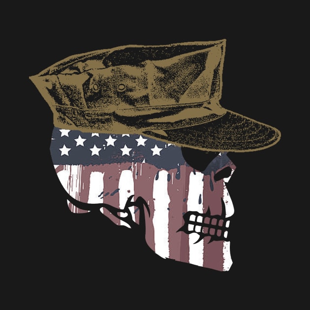 Painted American Flag Military Skull by Sneek661