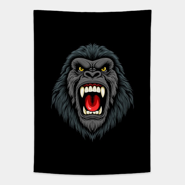 King Kong's Mighty Roar Tapestry by Cosmiccrafts