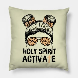 Holy Spirit Activate Leopard Messy Bun Girl Pillow