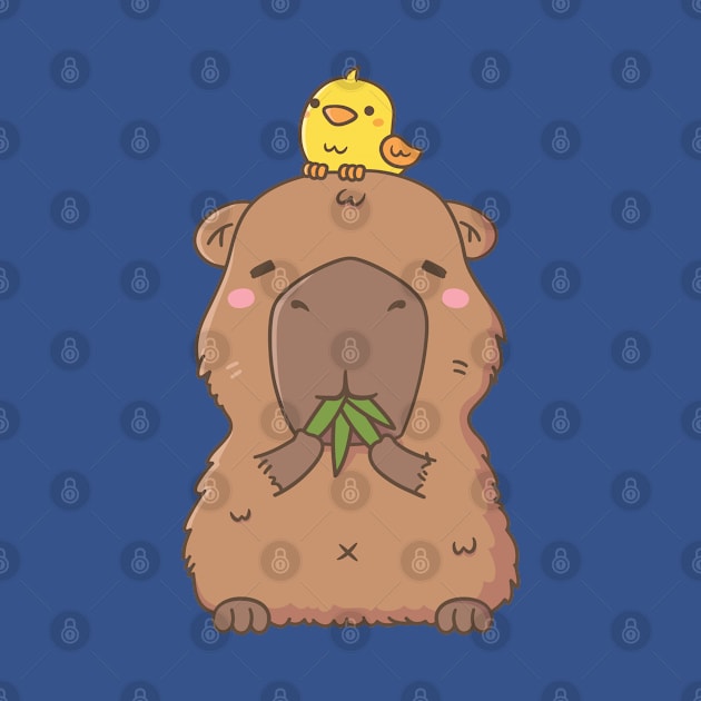 Cute Capybara with Yellow Bird Doodle by rustydoodle