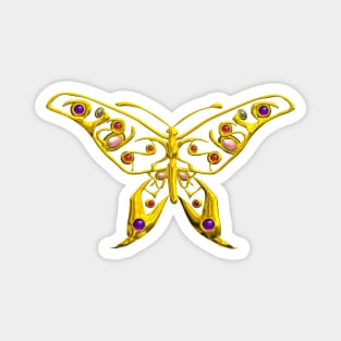 HYPER BUTTERFLY IN GOLD WITH GEMSTONES Magnet