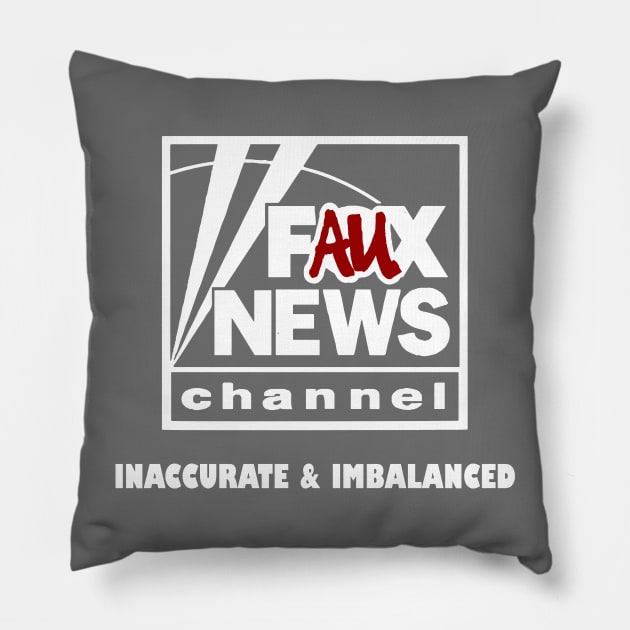 Faux News Channel White Logo Pillow by TheManyFaced