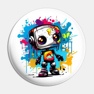 Cute cartoon Robot. Funny cyborg. Pin