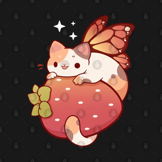 Calico strawberry fairy cat by Rihnlin