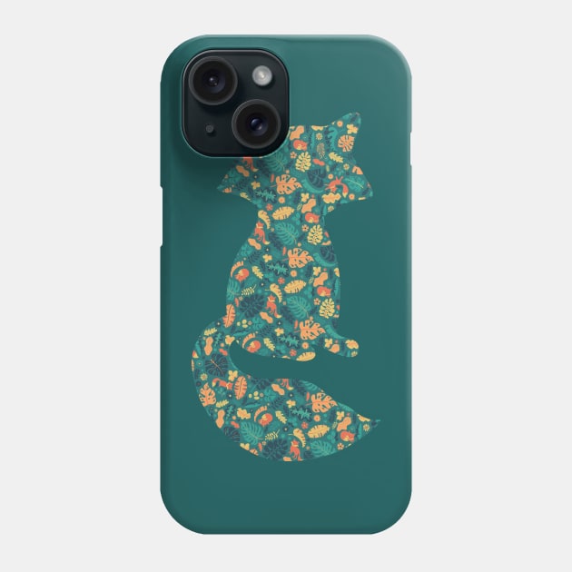 Foxes in a Colorful Jungle With Flowers - Silhouette Phone Case by zorrorojo