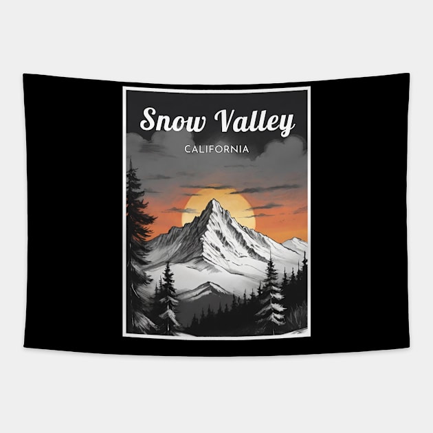 Snow Valley California USA ski Tapestry by UbunTo