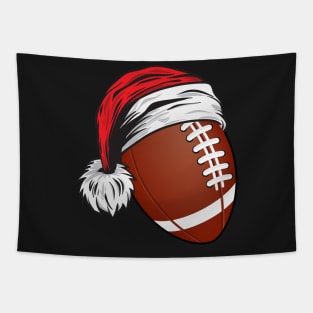 Christmas Football Ball With Santa Hat - Funny Sport X-mas print Tapestry