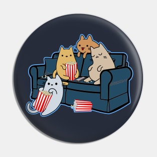 Cats eating popcorn and watching movie night Pin