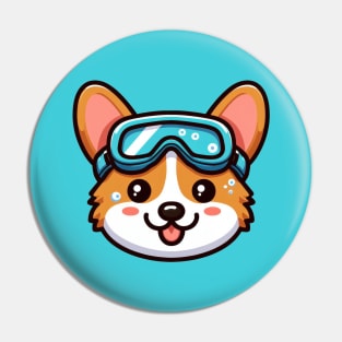 Swimming corgi puppy Pin