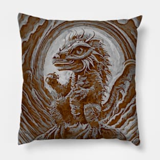 Old photo watercolor year of the dragon 2024 Pillow