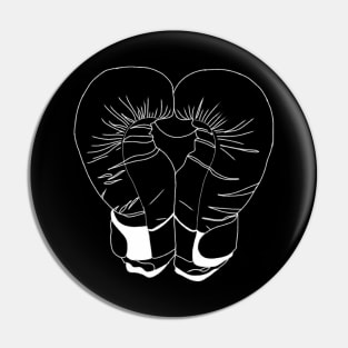 White Boxing Gloves Line Art such as Heart - Pair of Boxing Gloves Pin