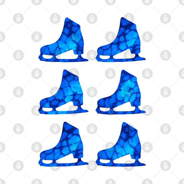 Watercolor Figure Skates (Blue) by illucalliart