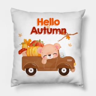 Bear say Hello Autumn Pillow